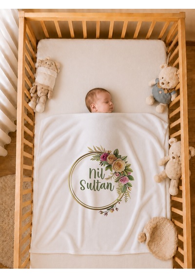 Pia Baby Kız Bebek İsme Özel Tulum Seti 4 Parça %100 Pamuk Organik Baskılı Hastane Çıkışı Battaniyeli Set 1094bt0x Ekru