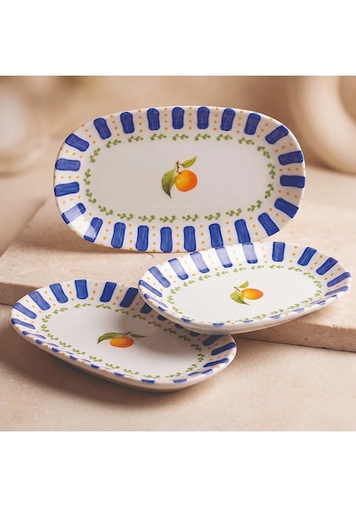 Güral Kayısı Desenli 19 Cm 3lü Porselen Kayık Tabak Seti Diğer
