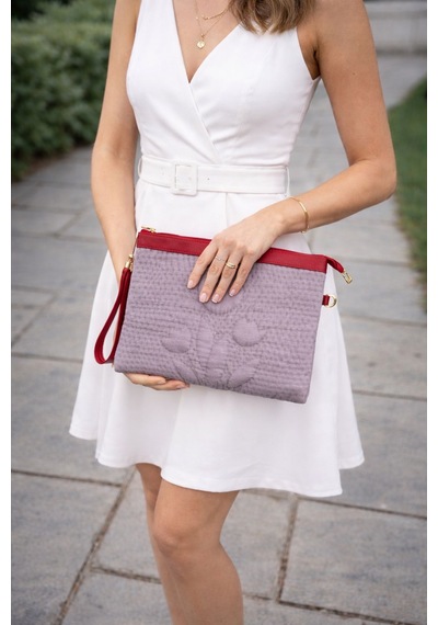 Ky Atelier Gri Kumaş Kapitone Portföy Çanta- El Yapımı Clutch- Abiye & Günlük Kullanım- Şık Kadın Çanta Açık Gri