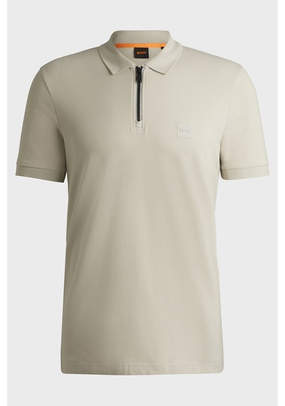 Boss Pamuklu Slim Fit Yarım Fermuarlı Polo Yaka T Shirt Erkek Polo 50537507 271 Gri GRİ