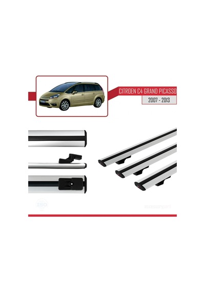 Citroen C4 Grand Picasso 2007-2013 Arası İle Uyumlu Basic Model Ara Atkı Tavan Barı Gri 3 Adet