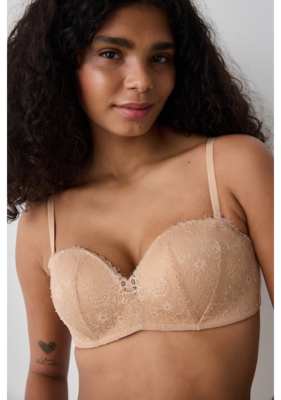 Penti Push Up Lace Dantel Bej Straplez Sütyen