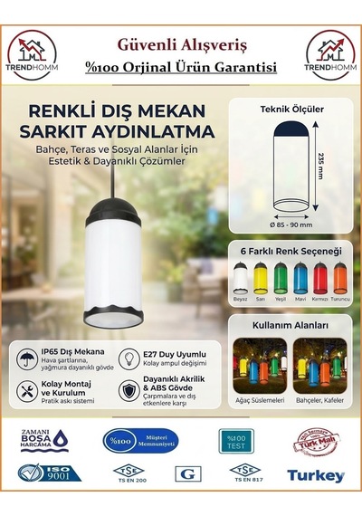 Trendhomm Ağaç Feneri - Plastik - Su Geçirmez - Beyaz