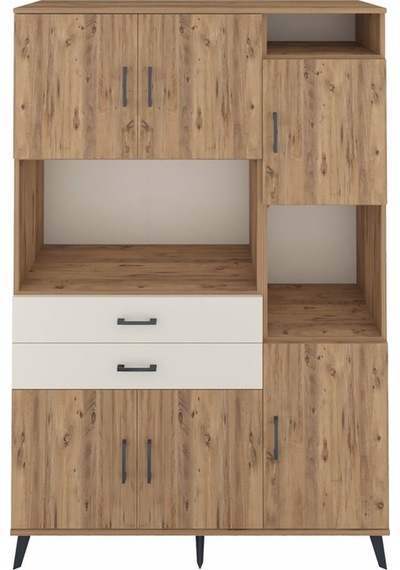 Hyperion Dolap 9 Raflı 2 Çekmeceli 6 Kapaklı 132x44x195 Çam-ç... Çam