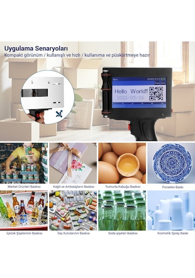 Mürekkepli Yazıcı 4.3" Dokunmatik Şarjlı El Tipi Türkçe Menü