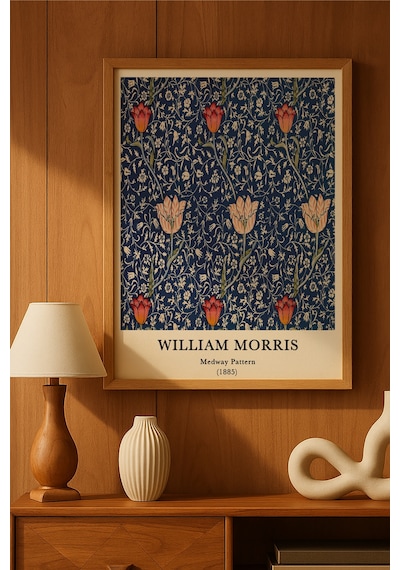 William Morris Doğal Ahşap Çerçeveli Poster, Dekoratif Sanatsal Duvar Tablosu