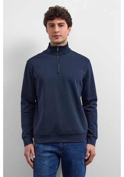 Backandbond Lacivert Regular Fit Yarım Fermuarlı Sweatshirt