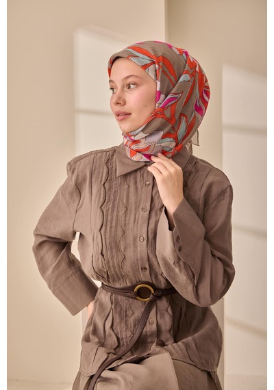 Silk Home Olinda İpek Eşarp 47003-27 Vizon, Fuşya, Çağla, Turuncu