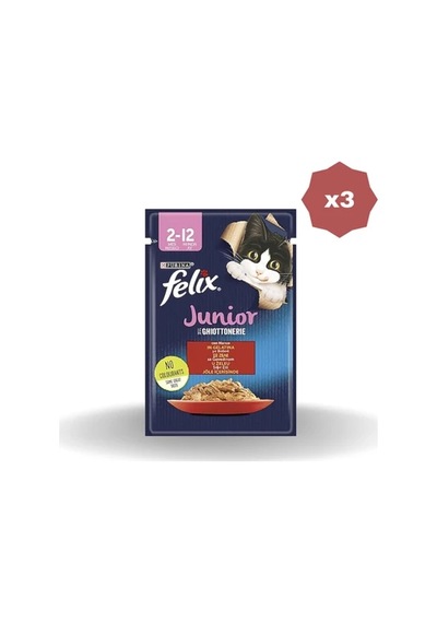 Felix Kedi Yaş Mama Yavru Sığır Etli 85 Gr - 3 Adet