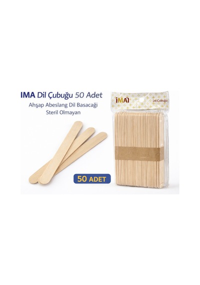 İma Dil Çubuğu 50 Adet Ahşap Abeslang Steril Olmayan Tahta Dil Basacağı 1 Paket