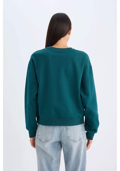 Defacto Regular Fit Bisiklet Yaka Baskılı İnce Sweatshirt D5928AX24AUGN1040 Yeşil Defacto Regular Fit Bisiklet Yaka Baskılı İnce Sweatshirt D5928AX24AUGN1040 Yeşil