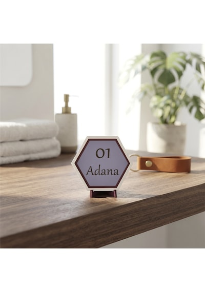 Geometrik Tasarımlı 01 Adana Dekoratif Aksesuar, Çalışma Alanlarına Karakter Katan Butik Parça 10x10 Cm, Mor