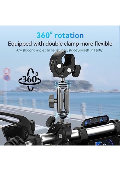Duall Top Kelepçe Montaj Çubuk Direği Bisiklet Bisiklet Motosiklet Gidon Tüp Tutucu Aksesuarları Gopro Hero 13 12 1 Diğer