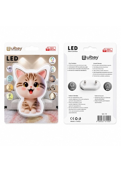 10 Adet Kedi Ledli Gece Lambası Gc-19 Altın - Çok Renkli