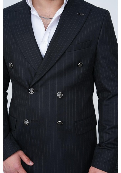 Dupont Classics Dupont Slim Fit Sivri Yaka 6 Drop Çift Yırtmaç Çizgili Viskon Kruvaze Erkek Takım Elbise Koyu Lacivert Dupont Classics Dupont Slim Fit Sivri Yaka 6 Drop Çift Yırtmaç Çizgili Viskon Kruvaze Erkek Takım Elbise Koyu Lacivert