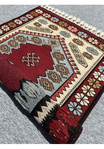 El Dokuma Yağcıbedir Halısı 72x115 Turkuaz Kök Boya Yün Halı Turkuaz