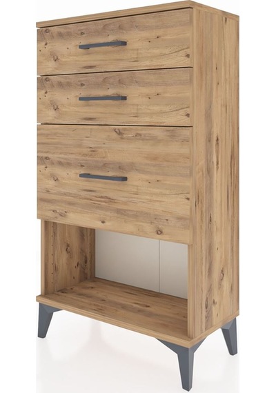 Arges Komodin 3 Çekmeceli 60x30x106 Çam-çam Çam
