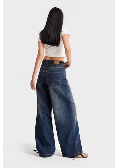 it's basic Kadın T.kot Rengi 2w5-8 Straight Palazzo Fit Paçası Bağcıklı Süper Bol Kesim %100 Koton Denim Jean