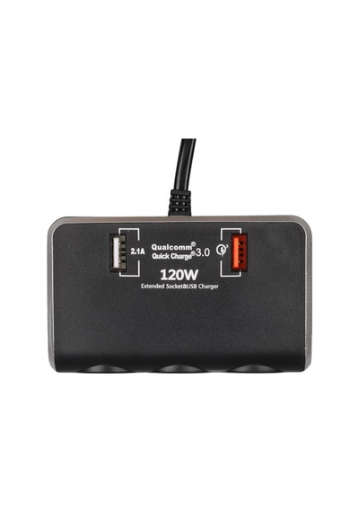 Olesson 1639 12-24v Çift Usb Girişli Hızlı Şarj Destekli 120w 80cm Kablolu Dijital Voltaj Ekranlı 3 Lü Araç Ç