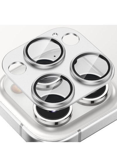 Apple Uyumlu iPhone 16 Pro/16 Pro Max Lens Koruyucu Halka Set-al3130 Gümüş