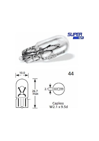 Super Light T10 Dipsiz Halojen Park Ampulü 12v 2& 39li