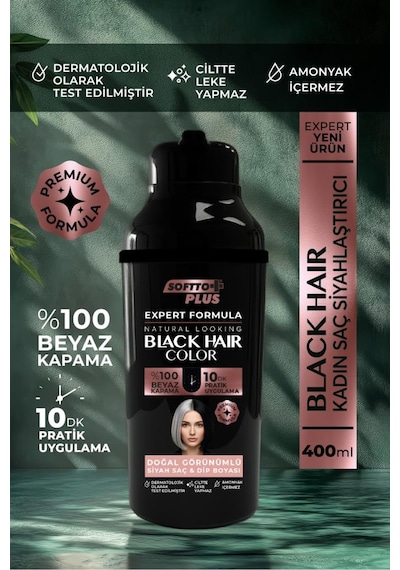Softto Plus Expert Woman Black Hair Color Siyah Kadınlara Doğal Görünüm 400ml