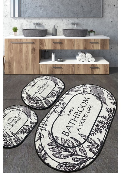 Chilai Home Buena 3'lü Set Banyo Halısı Djt Bej
