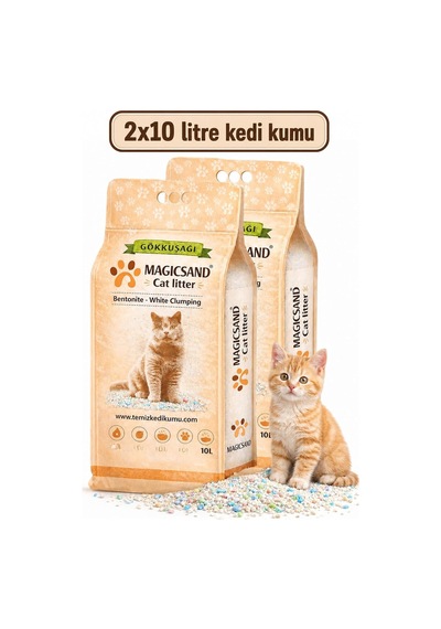 Gökkuşağı Bentonit Kedi Kumu, Ultra Topaklanan, 10l X 2 Adet