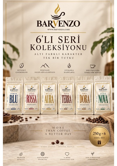 Barvenzo 6'lı Seri 250 G 6 Forte Blu + Viva Rossa + Luna Nova + Oro Dora + Viva Terra + Bella Aura Espresso