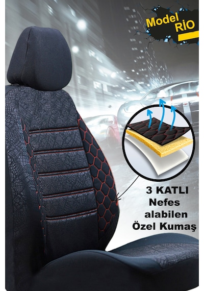 Fiat Marea Uyumlu Kırmızı Oto Koltuk Kılıfı Model Rio Tam Takım Araç Koltuk Kılıfı Kırmızı