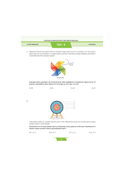 4. Sınıf Zihin Çalıştıran Eğlenceli Kanguru Matematik Soruları