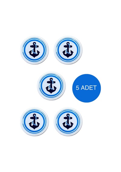 5 Adet Çapa Çocuk Odası Mobilya Kulbu Seti - Abs Plastik Tekli Düğme Dolap ve Çekmece Kulpları Mavi