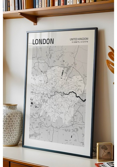 Londra İngiltere London-united Kingdom Haritası Çerçeveli Tablo Lüks Duvar Ofis Dekorasyon Tablo