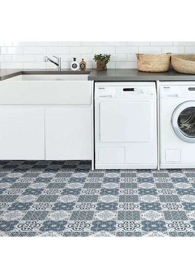 Wallpops Fp2951 Leyton Peel & Stick Floor Tiles Yer Karosu, Mavi