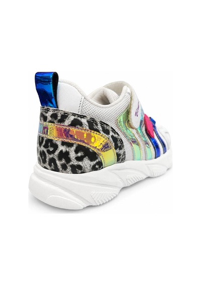 Papucumun Dünyası Kız Çocuk Hakiki Deri Çok Renkli Şık Sneaker Beyaz