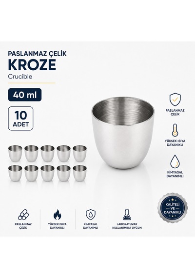 Paslanmaz Çelik Kroze 40 Ml - Crucible - 10 Adet