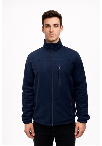 Axxel Erkek Lacivert Polar Fermuarlı Hakim Yaka Sweatshirt-w1141 Lacivert