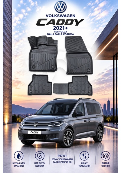 Volkswagen Caddy 2021+ Aracınıza Özel Üretim Havuzlu Paspas Takımı A+ -mod-