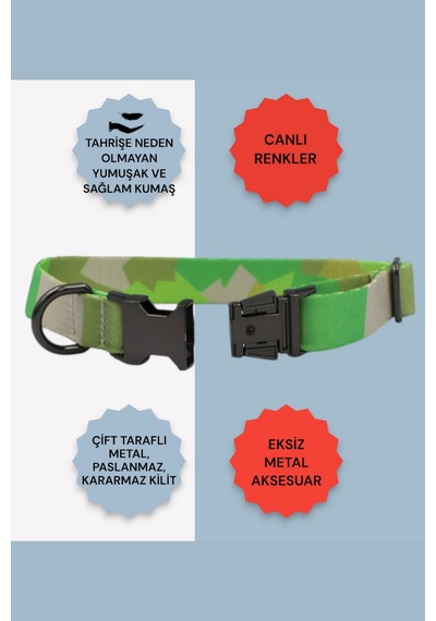 Caramelos İsimli Köpek Tasması, Köpek Künyesi, Köpek İsimlik 07 Açık Yeşil