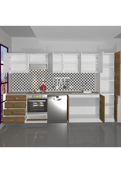 Decoraktiv Elite 325q Ankastre Fırın Modüllü Mdf Hazır Mutfak Dolabı - Tezgah Dahil - Pera - Beyaz Beyaz - Meşe Decoraktiv Elite 325q Ankastre Fırın Modüllü Mdf Hazır Mutfak Dolabı - Tezgah Dahil - Pera - Beyaz Beyaz - Meşe