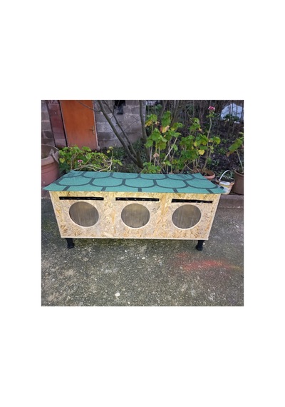 Kedi Evi Kedi Yuvası Özel Üretim Sokak Kedileri İçin 90x40x40 Cm 3 Bölmeli Şilte Çatılı Yalıtımlı