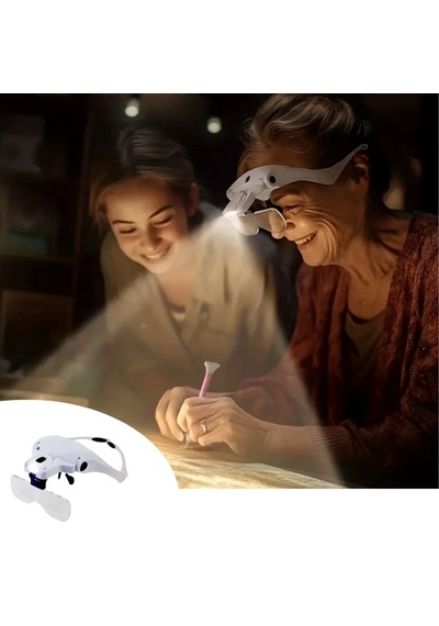 5 Lensli 2 Led Işıklı Ayarlanabilir Pilli Gözlük Tipi Büyüteç 4801