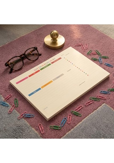Fark Tanıtım Tarihsiz A4 Haftalık Masa Planlayıcı 80 Yaprak 110gr. Ivory Minimal Tasarım Ofis & Ev İçin Haftalık Takip Türkçe Açık Gri