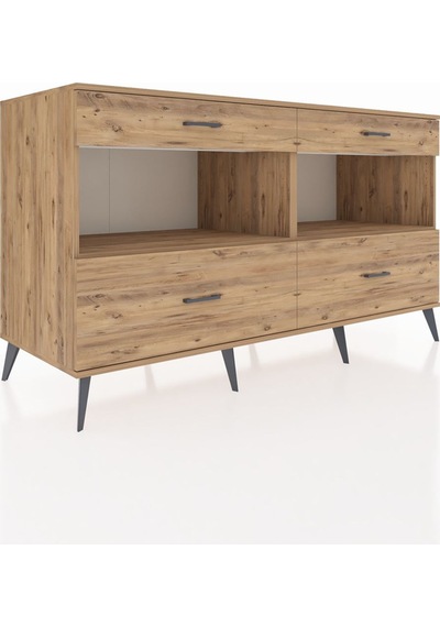 Kronos Konsol 2 Raflı 4 Çekmeceli 176x59x99 Çam-çam Çam-çam