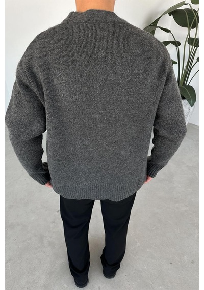 Antrasit Basic Soft Relaxed Hırka Antrasit