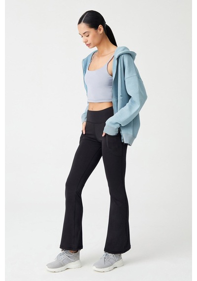 Los Ojos Kadın Siyah Yüksek Bel Toparlayıcı Çift Cepli Ispanyol Paça Tayt Bootcut Siyah