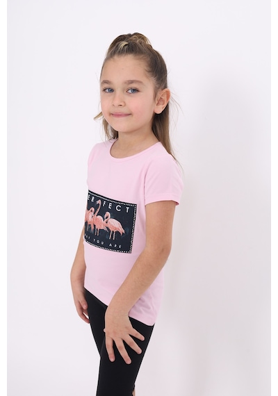 Toontoy Kids Toontoy Kız Çocuk Flamingo Baskılı Tişört Pembe