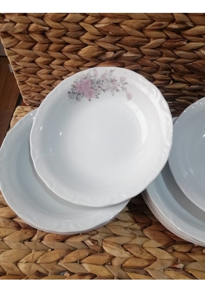 Porland Porselen Rüya 19 Cm Büyük 12 Adet Çukur Yemek Tabak