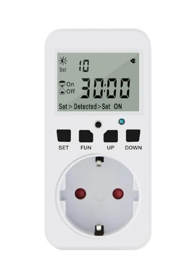 Tr Tm08 Hassasiyet Ayarlı Fotoselli Priz - 0-99 Lüks Dijital Işık Sensörü, Geri Sayımlı Zamanlayıcı, 16a 3680w