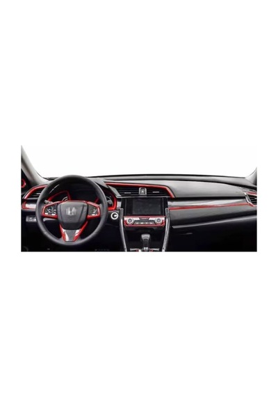 Honda Civic 2016-2021 İçin 10. Nesil Panel Karbon Kaplama 11 Parça Kırmızı Detaylar